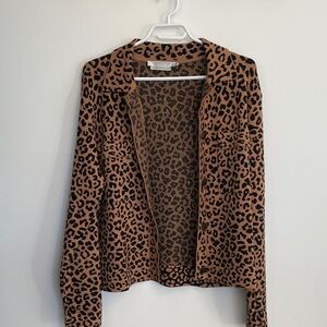 Simons Leopard Print  Cardigan - Tan & Black, Large